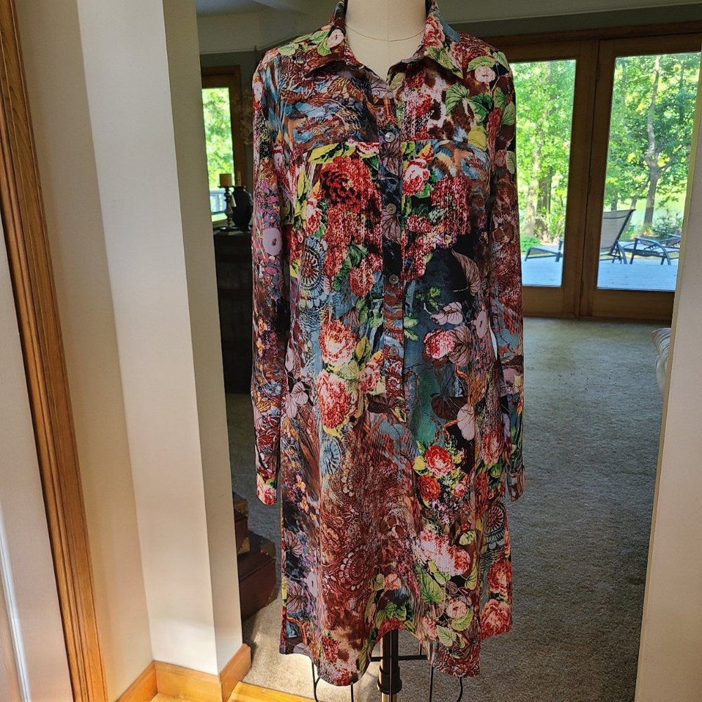 Button Up Collared Floral Dress - image 1